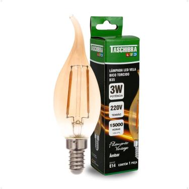 Imagem de Lâmpada Led Filamento Vela Bico Torcido B35 Âmbar E14 Taschibra 220V