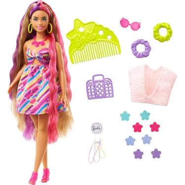 Imagem de Barbie Boneca Totally Hair Vestido de Flores, HCM89