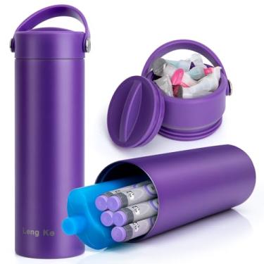 Imagem de Leng Ke Caneta térmica de insulina estojo de viagem para viagem aprovado pela TSA resfriador de insulina diabético EpiPen bolsa térmica de viagem bolsa de gelo com etiqueta de alerta médico (roxo)