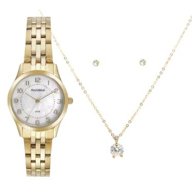 Imagem de Kit Relógio Feminino Dourado Mondaine Com Semi-joias 32796LPMKDE1K1
