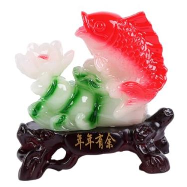 Imagem de Decoração de carpa Presentes estranhos Riqueza Sucesso Estátua Enfeites Decoração de carro Estátua de Feng Shui chinês Abominável Boneco de neve Topper de árvore Escultura de peixe Decoração de casa C