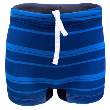 Imagem de Sunga Infantil Listrado Azul Proteção Uv Natação Juvenil Filtro Solar Fator 50 Fps Praia Piscina