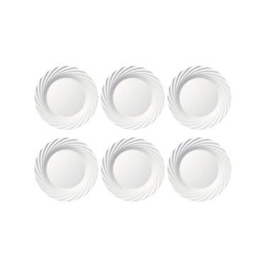 Imagem de Jogo Pratos Raso Jasmim Opaline Branco Vidro Nadir Kit 6 Un