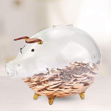 Imagem de Cofrinho de vidro transparente, cofre de dinheiro