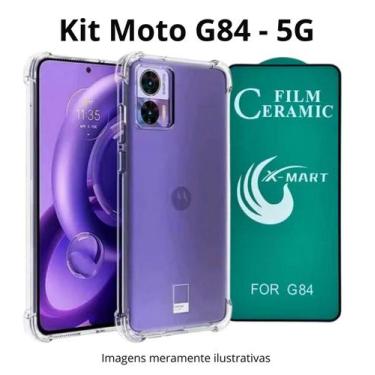Imagem de Kit para Moto G84  Película 9D de Cerãmica Flexível + Capa Anti Impact
