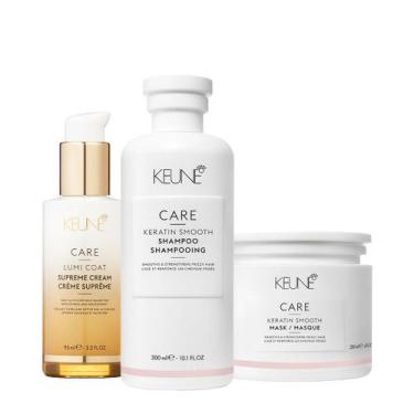 Imagem de Kit Keune Care Keratin Smooth Shampoo Máscara e Lumi Coat Supreme Crea