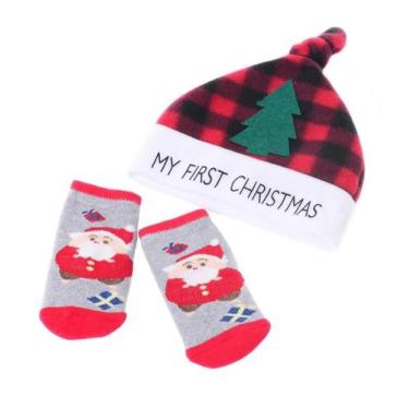 Imagem de Kit Natalino Gorro e Meia Infantil em Poliéster 1 ano 2 PC 15,6cm - Wi