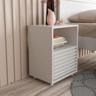 Imagem de Mesa de Cabeceira 1 Gaveta Ripado CM8042 Tecnomobili, Branco
