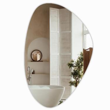 Imagem de Espelho Orgânico Decorativo Moderno Grande De Parede Para Quarto Sala 