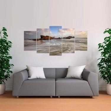 Imagem de Quadro Arte Paisagem Para Sala Quarto Mar Oceano Mosaico - Descolada