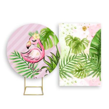 Imagem de Painel De Festa Redondo 1,50x1,50 + Painel Vertical 1,50x2,20 - Flamin