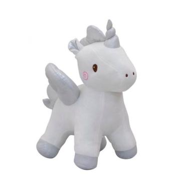 Imagem de Unicórnio Branco Com Asas 38cm Pelúcia - Fofy