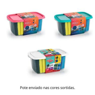 Imagem de Kit Esponja Esfrebom Pote com 6 unidades