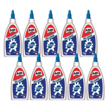Imagem de Kit 10 Cola Tenaz Branca 110g Atóxica Lavável Artesanato Escolar- Prit