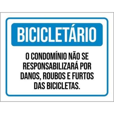 Imagem de Kit 3 Placa Bicicletário Condomínio Roubos Furtos 36X46 - Sinalizo