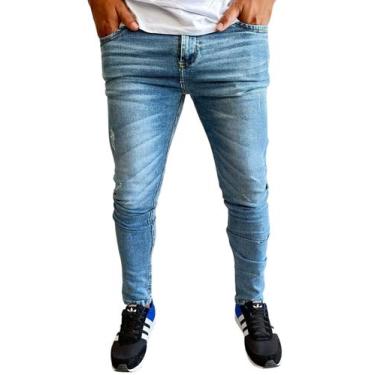 Imagem de calça jeans c/elastano skinny masculina rasgadas destroyed a pronta en