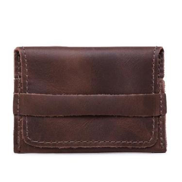 Imagem de Carteira Envelope Masculina Couro Rustico de Mão Pequena Resistente Co