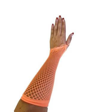 Imagem de Fantasia Par de Luva arrastão longa Laranja 20cm - Lynx 