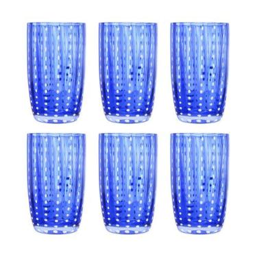 Imagem de Kit 6 Copos Alto de Vidro para Água Sucos e Refrigerante Orquídea Azul