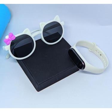 Imagem de Kit Relógio Infantil Silicone Ajustável  Prova água + Óculos de Sol Me