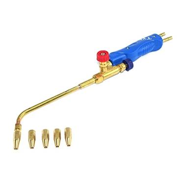 Imagem de Tocha de soldagem, 5 bocais, tocha de soldagem a gás H01-2, oxigênio, propano, acetileno, gás liquefeito para aço, cobre, alumínio, prata, kit de tocha de solda (propano)