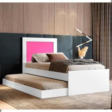 Imagem de Bibox Lunis Solteiro Branca e Rosa - Mais de Casa