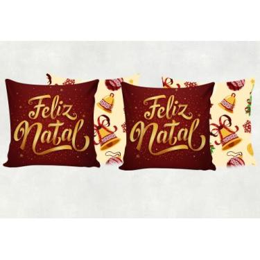 Imagem de Kit 4 Capas para Almofada Natal Divertidas Personagens Merry Christmas