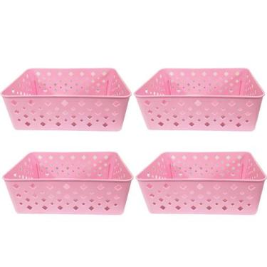 Imagem de Kit 4 Cesto Multiuso Organizador Premium Rosa 123Organizei - 123 Organ