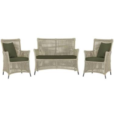 Imagem de Jogo Sofá e 2 Poltronas de Área Igapó Alumínio Pintura Preta Corda Náu