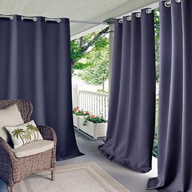 Imagem de Elrene Home Fashions Connor Painel de cortina de janela com ilhoses para pátio, pérgola, varanda, deck, lanai e cabana, 132 x 241 cm (1, azul