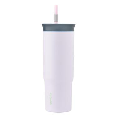 Imagem de Owala Copo Isolado de Aço Inoxidável com Canudo, Livre de BPA, 27 oz, Cinza/Roxo (Bunny Hop)