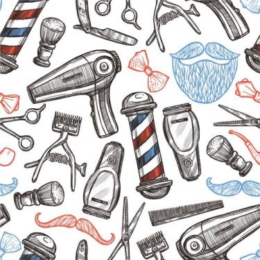 Imagem de Papel Adesivo Vinil para Cabeleireiro Secador Tesoura - Fosco - Decora