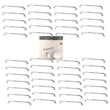 Imagem de Alça de Apoio 80cm Barra Inox Kit 46 Unidades Segurança Idoso Cadeiran