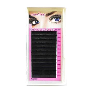Imagem de Cilios de seda fio a fio navina 0.15c 4 tamanhos p/ extensão,  8mm