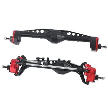Imagem de RZXYLRC CNC Aluminum Alloy Front Rear Portal Axle for 1/10 RC Crawler Car Axial Capra 1.9 UTB, Completes Axle Set Upgrades (Red&Black)