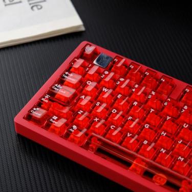 Imagem de Conjunto de teclas transparentes com 114 teclas PC Cherry Profile Red Crystal Clear Keycap Apto para Cherry Mx Switches Teclado Mecânico
