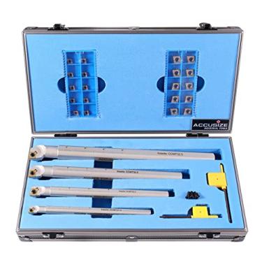 Imagem de Accusize Industrial Tools Conjunto de 31 peças de barra de mandrilar intercambiável para mão direita mais 20 peças de inserções Ccmt, P252-S410