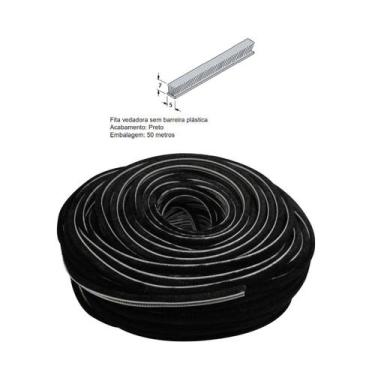 Imagem de Fita escovinha de vedação para perfil de alumínio 5x7mm Preto - De aco