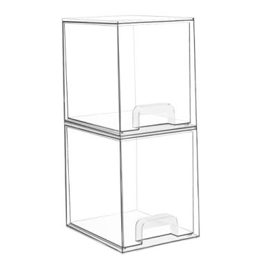 Imagem de menolana Caixa de armazenamento de maquiagem Organizador de maquiagem com tampa Estável Empilhável Multiuso Caixa de armazenamento de mesa para, 18.9 Cm X