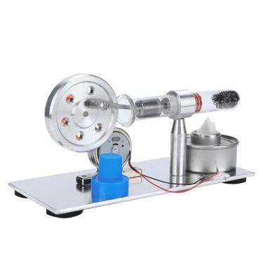 Imagem de Modelo de Motor Stirling Steam Power Physics Science Lab Ferramenta de Ensino, Estrutura de Aço Inoxidável, Presente Ideal para Amigos e Familiares, Com Luz LED para Escopo