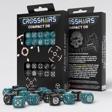 Imagem de Crosshairs Compact D6: Stormy & Black by Q-Workshop, Dice for RPG Board Games, for 1+ Players and Ages 14+