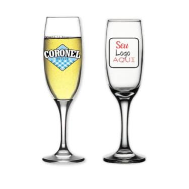Imagem de Conjunto 12 Taças de Vidro Champanhe Importado Personalizado Casamento Confraternização Aniversario Lembrancinha Noivado Madrinha Padrinho Festa Luxo Ano Novo Hotel Boas Vindas