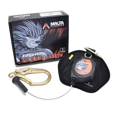 Imagem de Malta Dynamics Edgehog Leading Edge 3 m Linha de vida auto-retrátil (SRL) com gancho de pressão | Linha de vida do cabo de aço galvanizado | ANSI Z359.14-2021 | Capacidade de 140.6 kg (borda de ataque