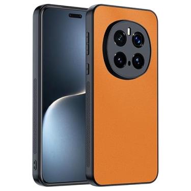 Imagem de HAO RIYLN Capa de couro para Honor Magic 7 Pro/7, proteção total de lente fina, leve, macia capa de telefone antiarranhões, capa de negócios, laranja, 7