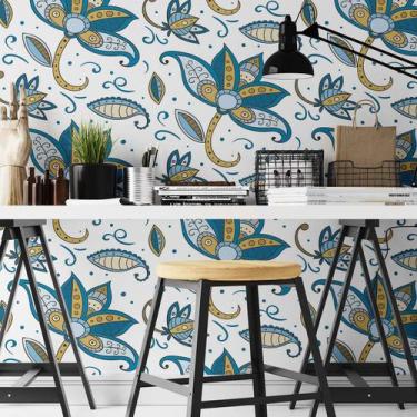 Imagem de Papel de Parede Adesivo Floral Indiano N02109 Rolo 0,58x2,5M - Adesivo