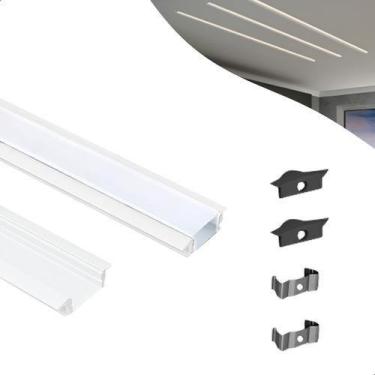 Imagem de Perfil De Led Embutir 24mm Slim 2m De Aluminio Para Gesso Branco - Vle