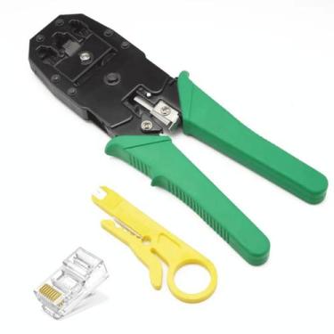 Imagem de Alicate Crimpar Corte de Cabo com 50 unid. Plug de Rede - Exbom