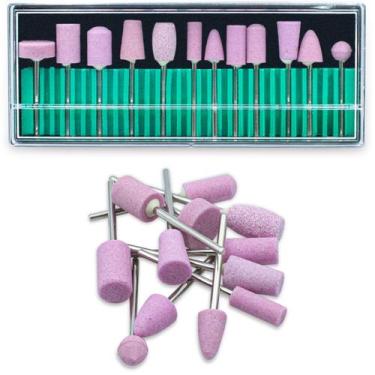Imagem de Kit 12 Brocas Polimento Profissional Unhas Gel Acrigel Fibra de Vidro 