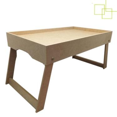 Imagem de Bandeja Servir Café Manhã na Cama Mesinha Pés Dobráveis em MDF 45x26x2