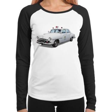 Imagem de Baby Look Raglan Sheriff Car Manga Longa - Foca na Moda, Branco, Preto